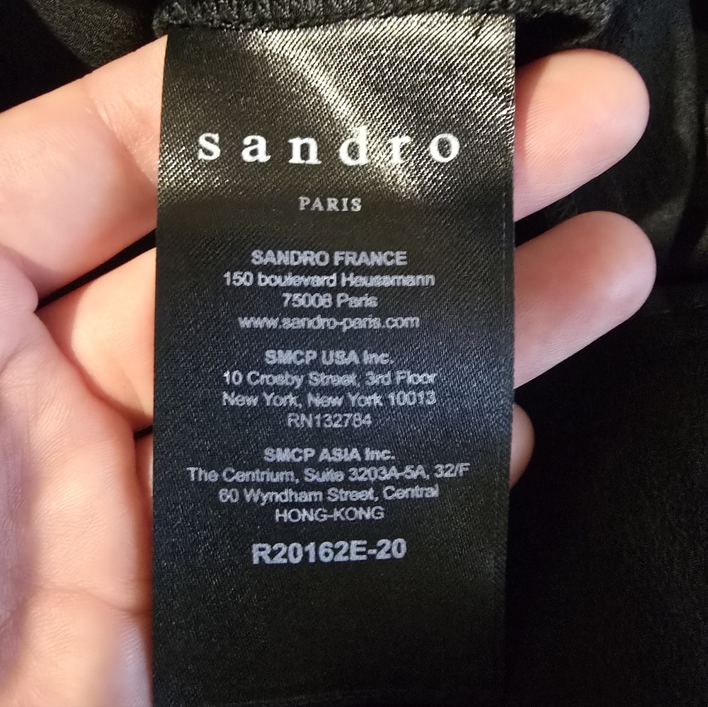 Sandro Paris Black Lace Sleeveless Mini Dress with Pink Trim Size 38 - Picture 8 of 9